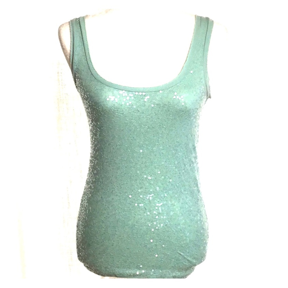 J Crew Factory Mint green sequin tan XXS